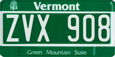 VT license plate ZVX908