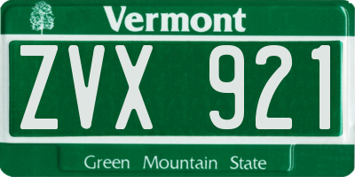 VT license plate ZVX921