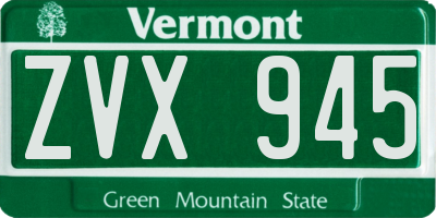 VT license plate ZVX945