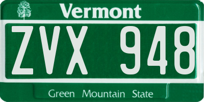 VT license plate ZVX948