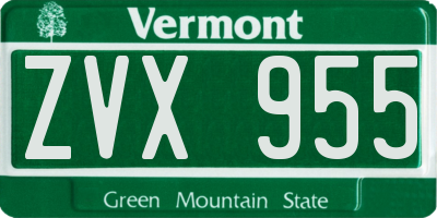 VT license plate ZVX955