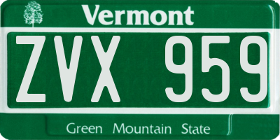 VT license plate ZVX959