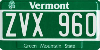 VT license plate ZVX960