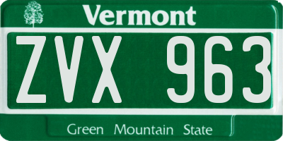 VT license plate ZVX963