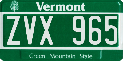 VT license plate ZVX965