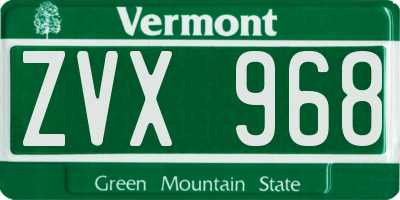VT license plate ZVX968