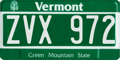 VT license plate ZVX972
