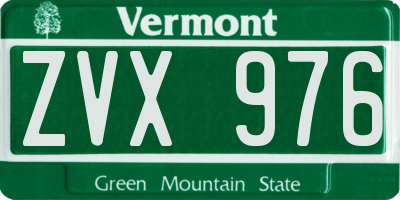 VT license plate ZVX976