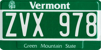 VT license plate ZVX978