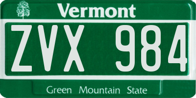 VT license plate ZVX984