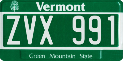VT license plate ZVX991