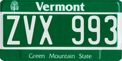 VT license plate ZVX993