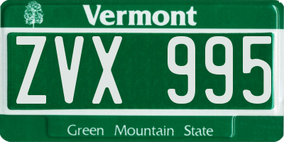 VT license plate ZVX995