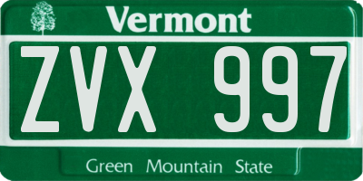 VT license plate ZVX997