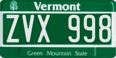 VT license plate ZVX998
