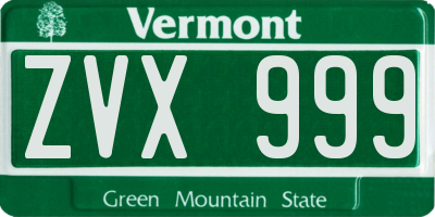 VT license plate ZVX999