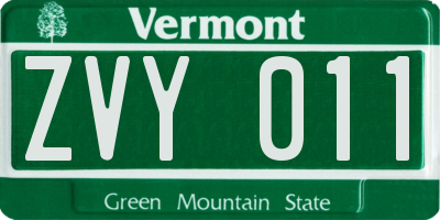 VT license plate ZVY011