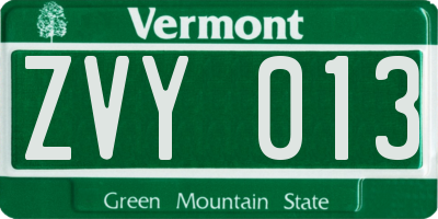 VT license plate ZVY013