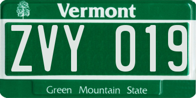 VT license plate ZVY019