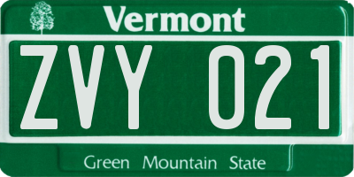 VT license plate ZVY021