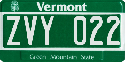 VT license plate ZVY022
