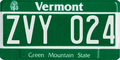 VT license plate ZVY024