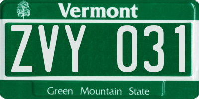VT license plate ZVY031