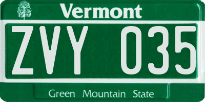 VT license plate ZVY035