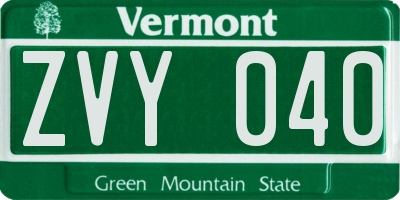 VT license plate ZVY040
