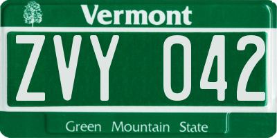 VT license plate ZVY042