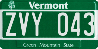 VT license plate ZVY043