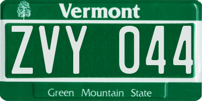 VT license plate ZVY044