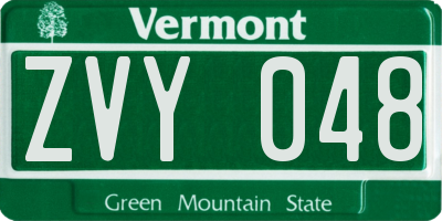VT license plate ZVY048