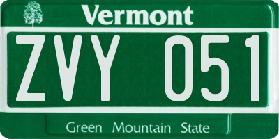 VT license plate ZVY051