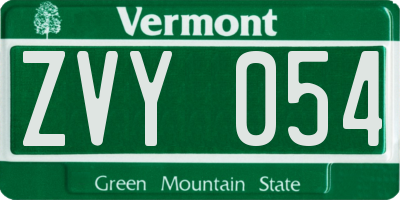 VT license plate ZVY054