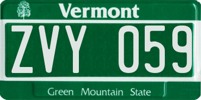 VT license plate ZVY059