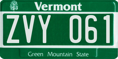 VT license plate ZVY061