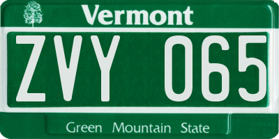 VT license plate ZVY065