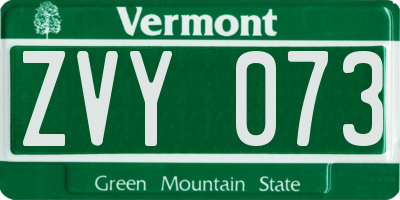 VT license plate ZVY073