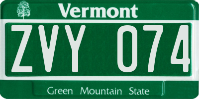 VT license plate ZVY074