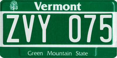 VT license plate ZVY075