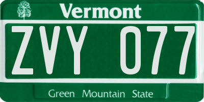 VT license plate ZVY077