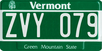 VT license plate ZVY079