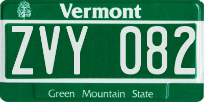 VT license plate ZVY082