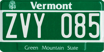 VT license plate ZVY085