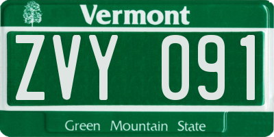 VT license plate ZVY091