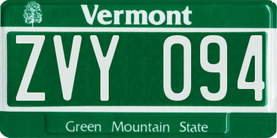 VT license plate ZVY094