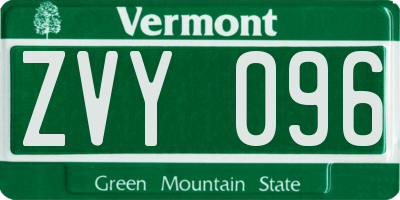 VT license plate ZVY096