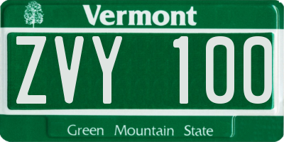 VT license plate ZVY100