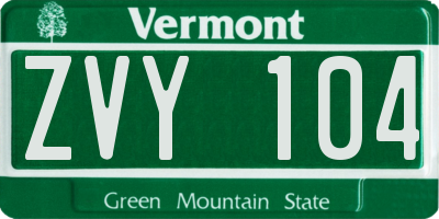 VT license plate ZVY104